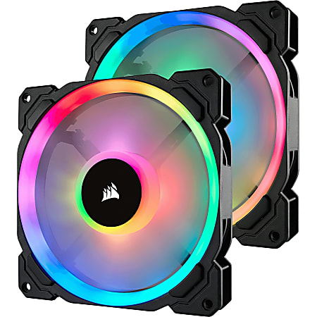 Corsair Cooling Fan 2 Pack 5.51 Maximum Fan Diameter 385.2 galmin Airflow 1300 rpm Hydraulic Bearing 4 pin PWM LED 2 pcs Case - Office Depot