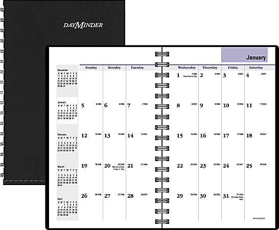 DayMinder® 1-Year Monthly Planner, 3 3/4" x 6", 30% Recycled, Black, January–December 2016