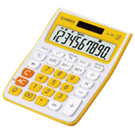 Casio MS-10VC Desktop Calculator - 10 Digits - LCD - Battery/Solar Powered - 1" x 4.2" x 5.7" - Fresh Yellow