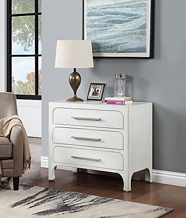 Coast To Coast Chelsea Wooden Chest With 3 Drawers, 30-1/2”H x 35”W x 18”D, White