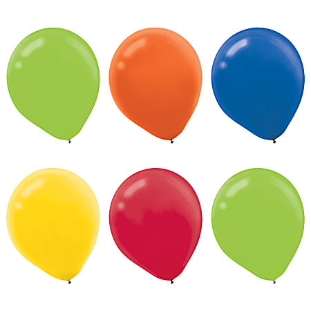 Amscan Latex Balloons, 12", Assorted Colors, Pack Of
