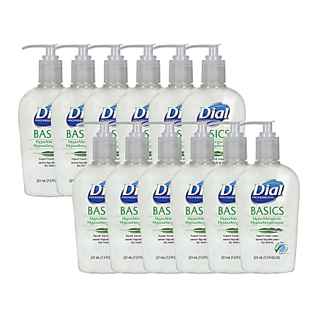 Dial® Professional Basics HypoAllergenic Liquid Hand Soap, Fresh Floral Scent, 7.5 Oz., Pack Of 12 Pump Bottles