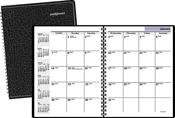 DayMinder® 1-Year Monthly Planner, 6 7/8" x 8 3/4", 30% Recycled, Black, January–December 2016