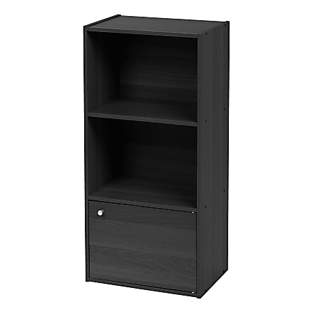 IRIS 35"H 3-Tier Storage-Shelf With Door, Black