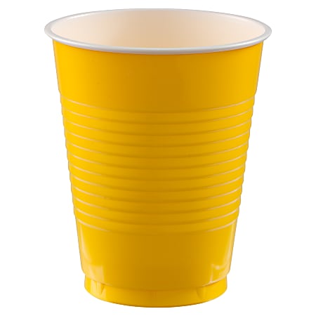 Amscan Plastic Cups, 18 Oz, Yellow Sunshine, Set Of 150 Cups