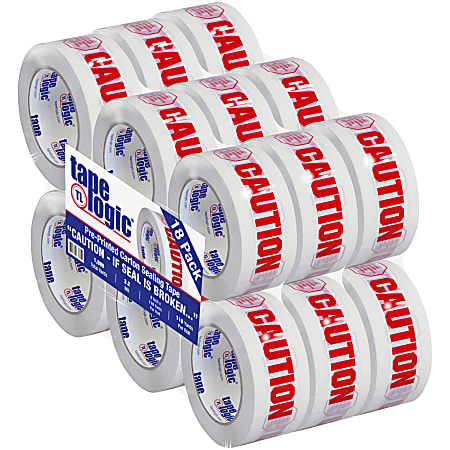 Tape Logic® Caution - If Seal Is Broken Preprinted Carton Sealing Tape, 3" Core, 2" x 110 Yd., Red/White, Case Of 18