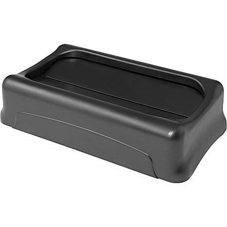 Rubbermaid Commercial Slim Jim Container Swing Lid - Rectangular - Plastic - Black - 4 / Carton
