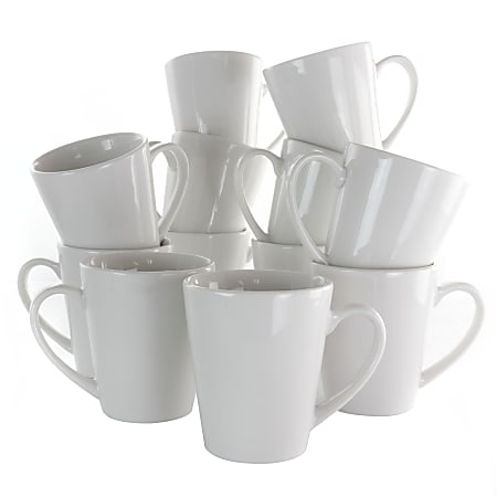 Elama Holt 12-Piece Porcelain Mug Set, 10 Oz, White