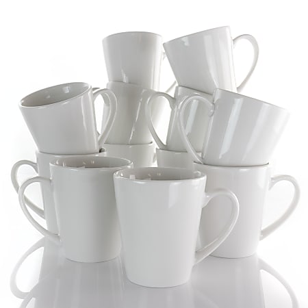 Elama Holt 12 Piece Porcelain Mug Set 10 Oz White - Office Depot