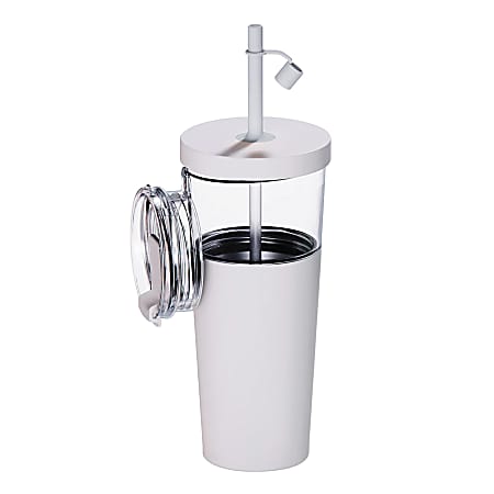 ASOBU Marina See-Through Triton Tumbler With Flexible Straw, 28 Oz, White
