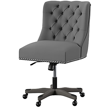 Linon Dara Fabric Mid-Back Home Office Chair, Light Gray/Gray Wash