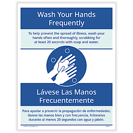 ComplyRight™ Coronavirus And Health Safety Posting Notice, Wash Your Hands Frequently, English, 8-1/2" x 11"