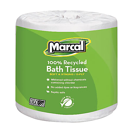 Marcal® Small Steps® 2-Ply Toilet Paper, 100% Recycled, 336 Sheets Per Roll, Pack Of 48 Rolls