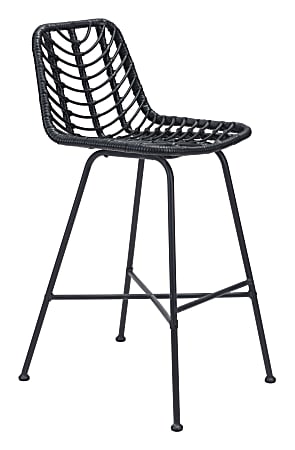 Zuo Modern Malaga Bar Stool Set, Black, Set Of 2 Stools