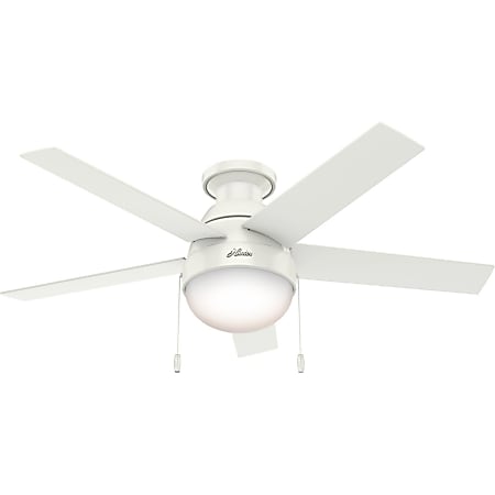 Hunter Fan Anslee Low Profile with Light 46 Inch - 5 Blades - 46" Diameter - 3 Speed - Reversible Blades, Reversible Motor - 14.5" Height - Glass Shade