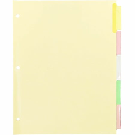 Business Source Ring Binder Dividers - 5 Multicolored Tabs With Reinforced Edges For Organization