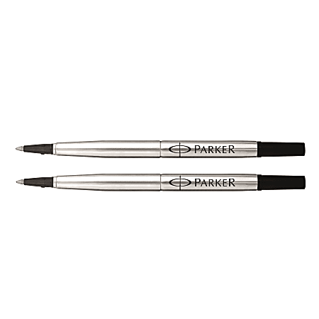 Parker Rollerball Pen Refill Medium Point 0.7 mm Black Pack Of 2 - Office  Depot