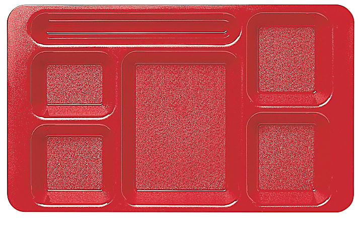 Cambro Camwear® 5-Compartment Trays, Red, Pack Of 24 Trays