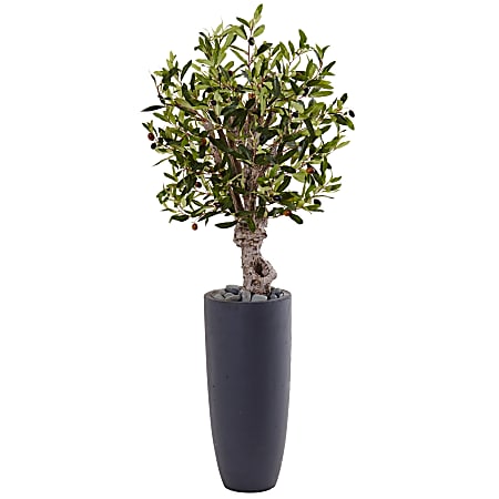 Nearly Natural Olive 42”H Artificial Tree With Cylinder Planter, 42”H x 20”W x 20”D, Green