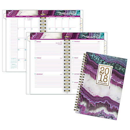 AT-A-GLANCE® Agate Weekly/Monthly Planner, 3 7/8" x 6 1/8", Multicolor, January to December 2018 (1053-300-18)