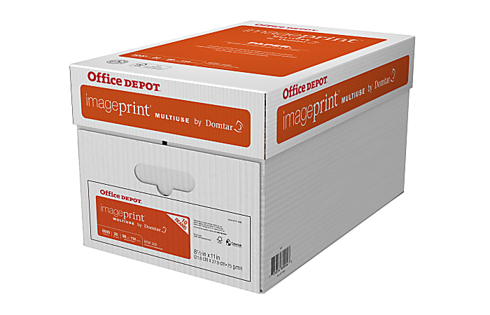Office Depot® ImagePrint® Multi-Use Printer & Copy Paper, White, Letter (8.5" x 11"), 5000 Sheets Per Case, 20 Lb, 98 Brightness, FSC® Certified, Case Of 10 Reams