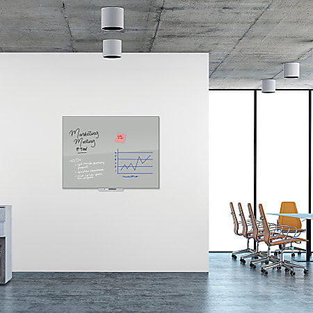 U Brands® Frameless Floating Non-Magnetic Glass Dry-Erase Board, 48" X 36", Gray (Actual Size 47" x 35")