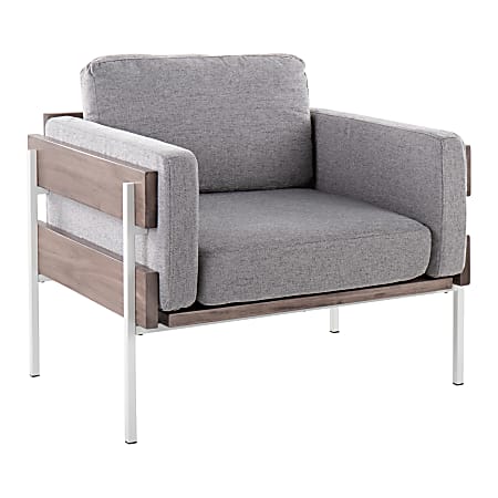 LumiSource Kari Farmhouse Fabric Accent Chair, Light Gray/White/Gray