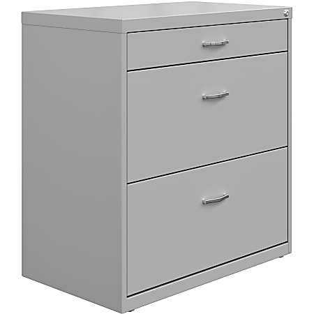 LYS SOHO 30"W x 17-5/8"D Lateral 3-Drawer File Cabinet, Silver