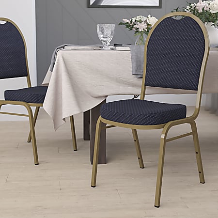 Flash Furniture HERCULES Series Dome Back Stacking Banquet Chair, Navy/Gold