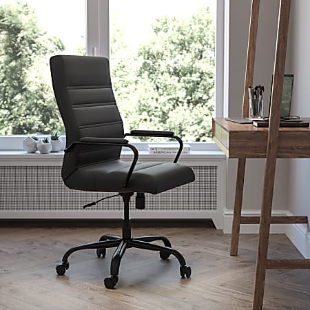 Flash Furniture LeatherSoft Faux Leather High Back Office Chair Black Chrome
