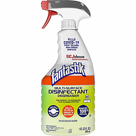 fantastik Multisurface Disinfectant Degreaser Spray - 32 fl oz (1 quart) - Fresh Scent - 8 / Carton - Disinfectant, Easy to Use, Rinse-free - Green