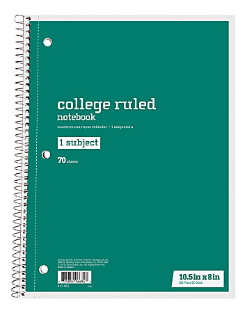 Just Basics® Spiral Notebook, 8" x 10-1/2", College