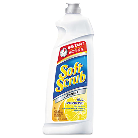 Soft Scrub® Total All-Purpose Bath And Kitchen Cleaner, Lemon Scent, 24 Oz Bottle, Case Of 9