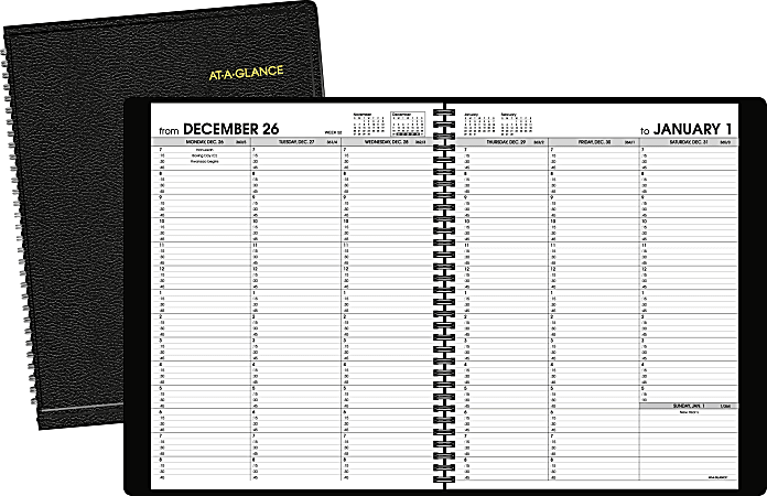 AT-A-GLANCE® 30% Recycled 13-Month Weekly Appointment Book, 8 1/4" x 10 7/8", Black, January 2016 to January 2017