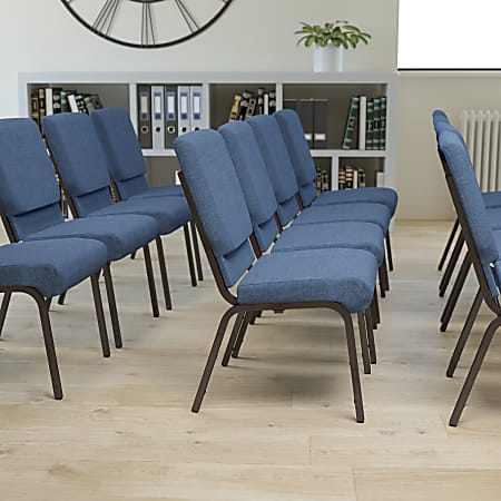 Flash Furniture HERCULES Series Stackable Church Chair, Blue/Goldvein