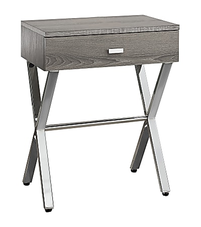 Monarch Specialties Nicole Accent Table, 22-1/4"H x 18-1/4"W x 12"D, Dark Taupe/Silver