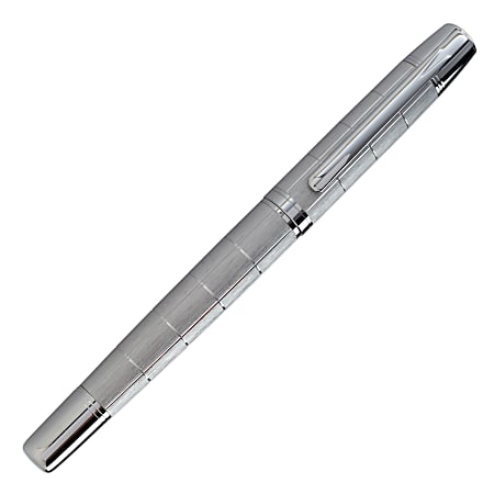 FORAY® Ballpoint Fashion Pen, Medium Point, 1.0 mm, Brushed Chrome Barrel, Black Ink