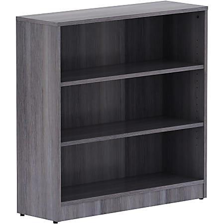 Lorell® Laminate 3-Shelf Modular Shelving Bookcase, 36"H x 36"W x 12"D, Weathered Charcoal