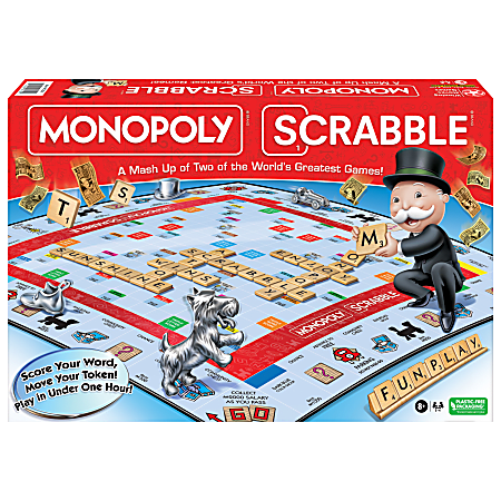 Winning Moves Monopoly Scrabble Tabletop Game, Ages 8+