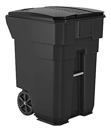 Suncast Commercial Wheeled Square HDPE Trash Can, 96 Gallons, 43-1/2"H x 30-1/4"W x 35"D, Gray