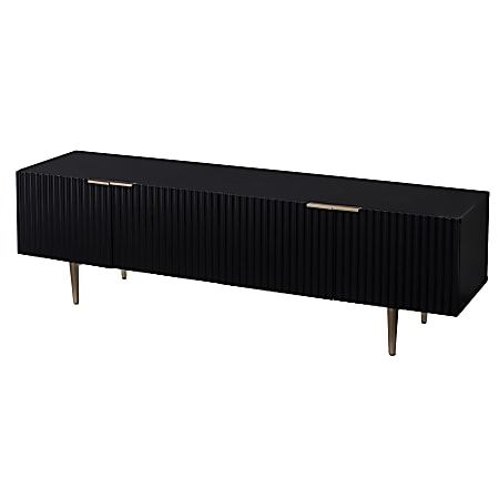 SEI Furniture Pilston 4-Door Media Console, 18-1/2”H x 60”W x 15-1/2”D, Black/Gold