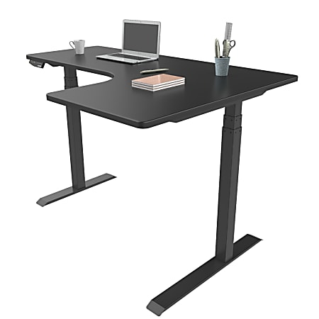 Loctek Height-Adjustable Corner Desk With Right Return, Black