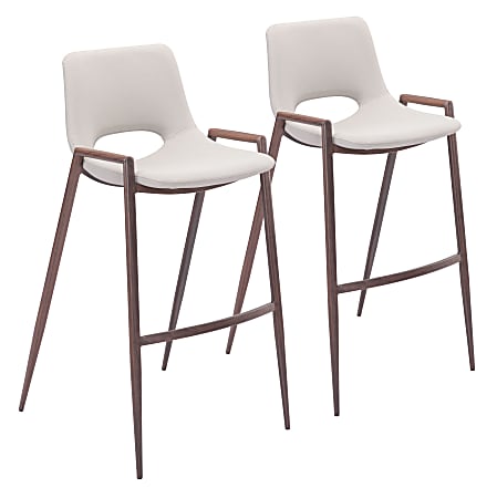 Zuo Modern Desi Bar Chairs, Beige/Brown, Set Of 2 Chairs
