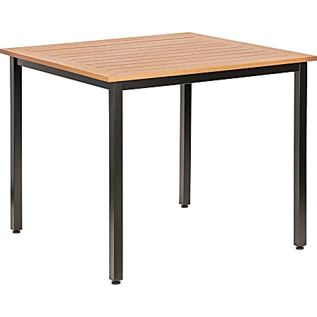 Lorell™ Faux Wood Square Outdoor Table, Teak/Black