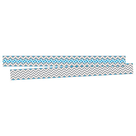 Barker Creek Double-Sided Border Strips, 3" x 35", Chevron Gray/Blue, Set Of 24