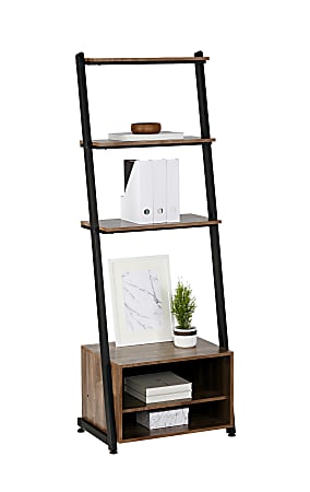 Realspace® Belling 73"H Leaning 3-Shelf Bookcase, Modern Oak