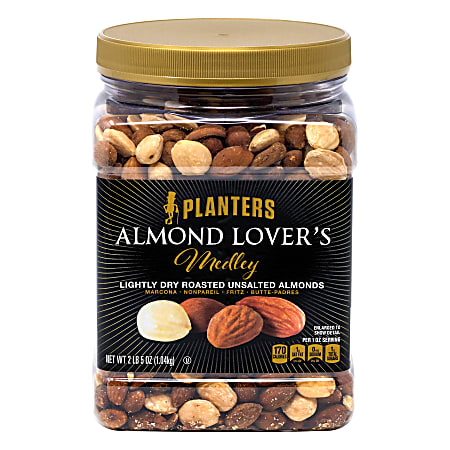 Planters Almond Lover’s Medley Dry Roasted Unsalted Almonds, 37-Oz Jar