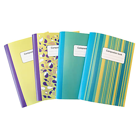 Sparco Composition Books - 80 Sheets - College Ruled - 10" x 7.5" - Multi-colored Cover - Sturdy Cover, Durable - 4 / Pack