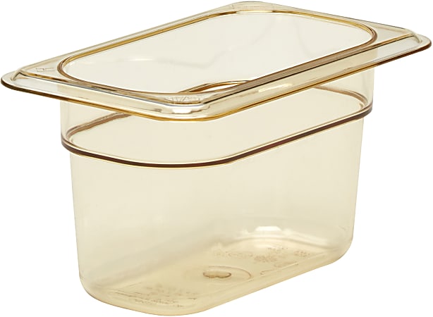 Cambro H-Pan High-Heat GN 1/9 Food Pans, 4"H x 4-1/4"W x 6-15/16"D, Amber, Pack Of 6 Pans