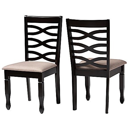 Baxton Studio Lanier Dining Chairs, Sand/Dark Brown, Set Of 2 Dining Chairs